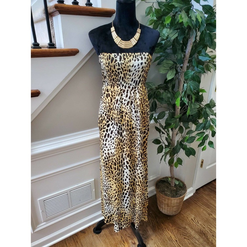 The Arte Women's Brown Polyester Off the Shoulder Long Maxi Dress Size Small